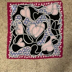 NWT Boutique Moschino scallop edge heart swirl print silk scarf square authentic